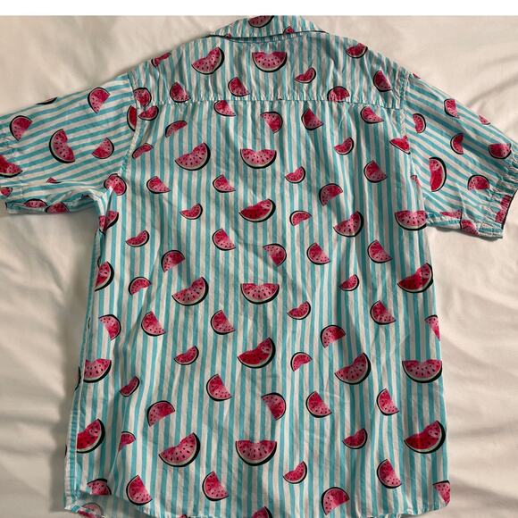 Distortion Men's Modern SZ Small Button Front Watermelon Print Shirt - Picture 3 of 8